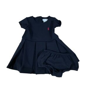 Ralph Lauren Pleated Dress Navy Blue Size 6 Months